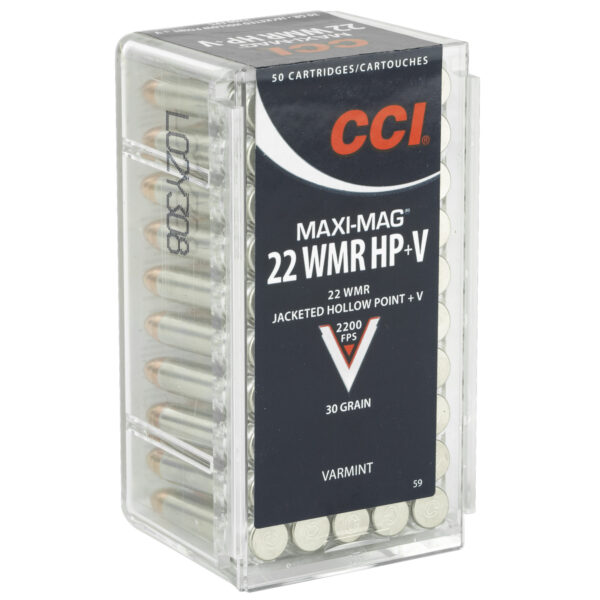 CCI Maxi-Mag 22WMR 30 Grain Jacketed Hollow Point +V 50 Round Box 59 - Image 2