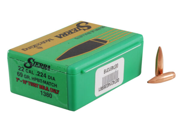 Sierra 69gr 22 Caliber .224 Hollow Point Boat Tail Match Bullets – Reloading