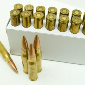 308 Winchester/7.62x59 FMJ ammunition with 150 grain bullets