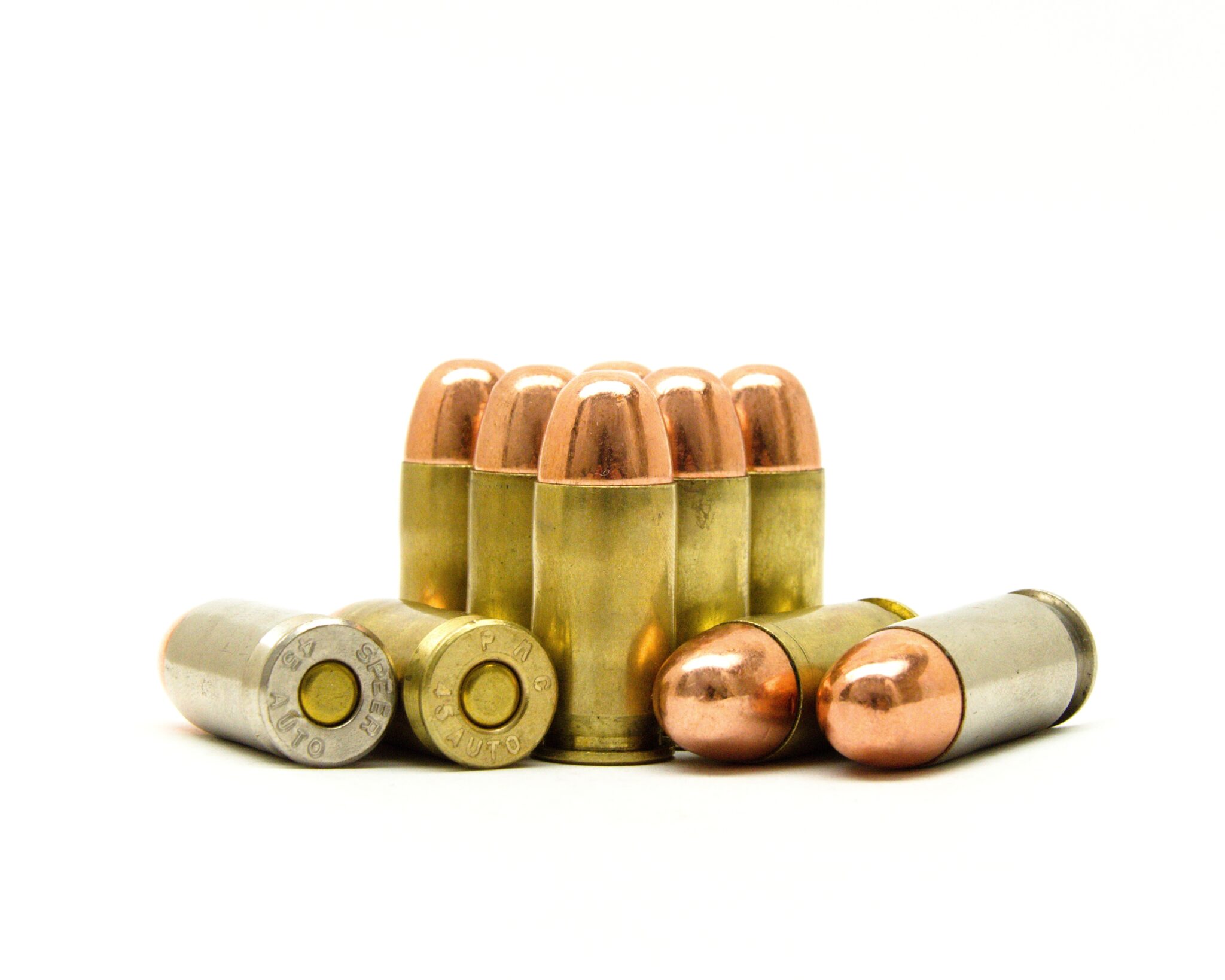 45 ACP 230 Grain Round Nose Ammunition Copper Plated Bullets Mixed
