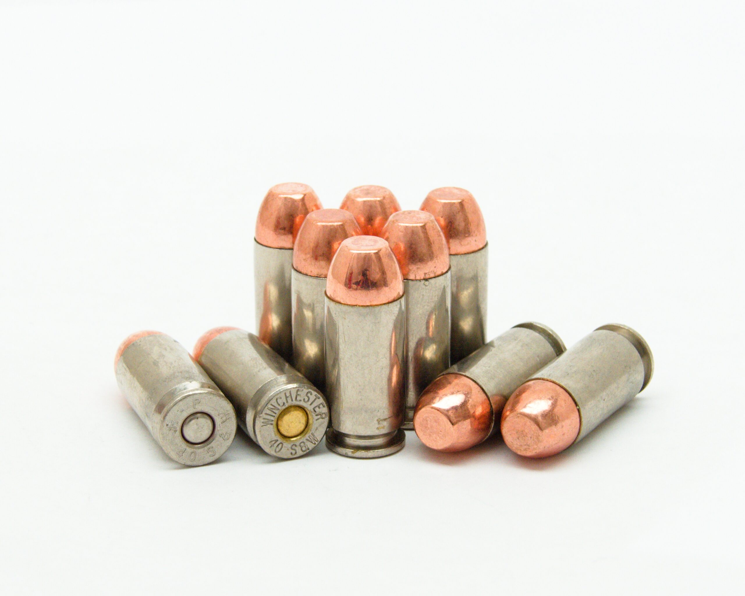 40 S&W 180 Grain Flat Nose Ammunition With Copper Plated Bullets 50 Rounds Nickel Casings - Image 2
