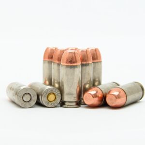 40 S&W 180 Grain Flat Nose Ammunition With Copper Plated Bullets 50 Rounds Nickel Casings