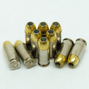 40 S&W 165 Grain Serrated Hollow Point Personal Defense Ammunition Nickel Casings