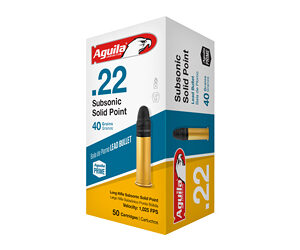 Aguila Ammunition Rimfire Subsonic 22LR 40 Grain Solid Point 50 Round Box 1B220269