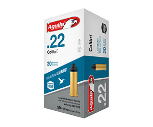 Aguila Ammunition Rimfire Colibri 22LR 20 Grain Powderless Lead Bullet 50 Round Box 1B220337