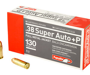 Aguila Ammunition Pistol 38 Super AUTO + P 130Gr Full Metal Jacket 50 Round Box 1E382112