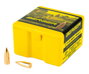 Berger Bullets – Reloading FB Target .224 Diameter 22 Caliber 52 Grain Flat Base Hollow Point 100 Count 22408