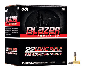 Blazer Ammunition Blazer 22LR 38 Grain Lead Round Nose 525 Round Box 10022