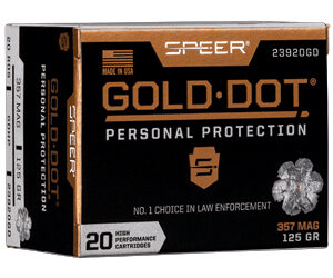 Speer Ammunition Speer Gold Dot Personal Protection 357MAG 125 Grain Hollow Point 20 Round Box 23920GD