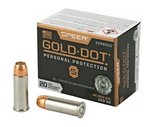 Speer Ammunition Speer Gold Dot Personal Protection 44 Special 200 Grain Hollow Point 20 Round Box 23980GD