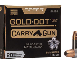Speer Ammunition Speer Gold Dot 9MM 135Gr Gold Dot Hollow Point 20 Round Magazine 24260