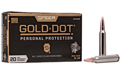 Speer Ammunition Speer Gold Dot 223 Remington 75Gr Gold Dot Hollow Point 20 Round Box 24469