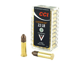 CCI Copper-22 22LR 21 Grain Copper Hollow Point Lead Free 50 Round Box California Certified Nonlead Ammunition 925CC