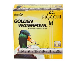 Fiocchi Ammunition Golden Waterfowl 12 Gauge 3" #4 Steel Shot 25 Round Box 123SGW4