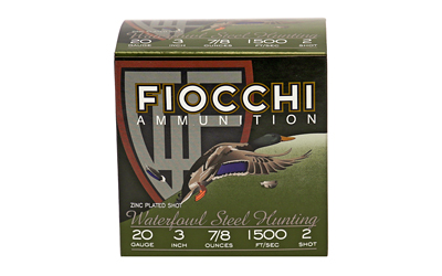 Fiocchi Ammunition Flyway Steel Waterfowl 20 Gauge 3" #2 Steel Shot 25 Round Box 203ST2