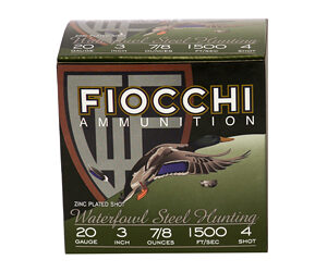 Fiocchi Ammunition Flyway Steel Waterfowl 20 Gauge 3" #4 Steel Shot 25 Round Box 203ST4