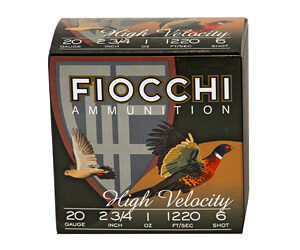 Fiocchi Ammunition Lead Hunting 20 Gauge 2.75" #6 Lead Hi-Velocity 25 Round Box 20HV6