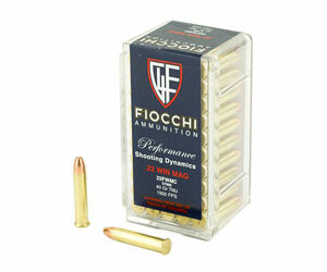 Fiocchi Ammunition Rimfire 22WMR 40 Grain Full Metal Jacket 50 Round Box 22FWMC