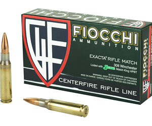 Fiocchi Ammunition Rifle 308WIN 175 Grain Hollow Point Boat Tail Match King 20 Round Box 308MKD