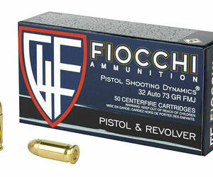 Fiocchi Ammunition Centerfire Pistol 32ACP 73 Grain Full Metal Jacket 50 Round Box 32AP