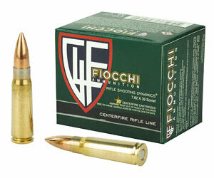Fiocchi Ammunition Rifle 762X39 124 Grain Full Metal Jacket 20 Round Box 762SOVA