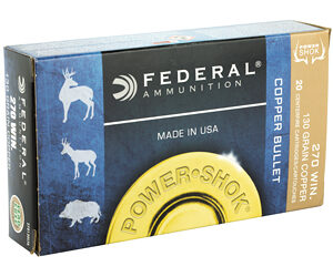 Federal PowerShok 270 Win 130 Grain Copper Lead Free 20 Round Box California Certified Nonlead Ammunition 270130LFA