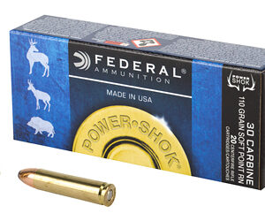 Federal PowerShok 30 Carbine 110 Grain Soft Point Round Nose 20 Round Box 30CA