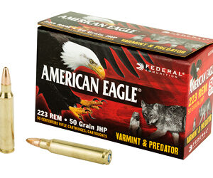 Federal American Eagle Varmint & Predator 223 Rem 50 Grain Jacketed Hollow Point 50 Round Box AE22350VP