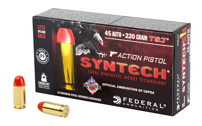 Federal Syntech Action Pistol 45 ACP 220Gr Total Synthetic Jacket 50 Round Box AE45SJAP1