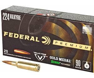 Federal Gold Medal 224 Valkyrie 90 Grain Boat tail Hollow Point 20 Round Box GM224VLK1
