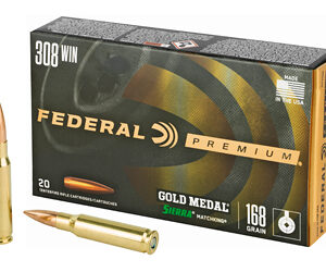 Federal Gold Medal Match 308 Winchester 168 Grain Boat Tail Hollow Point. 20 Round Box GM308M