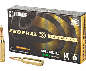 Federal Gold Medal 6.5 Creedmoor 140 Grain Sierra Match King Boat Tail Hollow Point 20 Round Box GM65CRD1