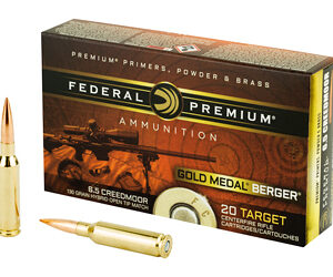 Federal Gold Medal Berger 6.5 Creedmore 130 Grain Berger 20 Rounds Per Box GM65CRDBH130