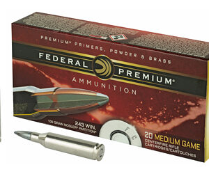 Federal Premium 243 Win 100 Grain Nosler Partition 20 Round Box P243E