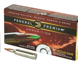 Federal Premium 243 Win 85 Grain Trophy Copper Lead Free 20 Round Box California Certified Nonlead Ammunition P243TC1