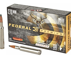 Federal Premium 270WIN 130 Grain Trophy Copper Lead Free 20 Round Box California Certified Nonlead Ammunition P270TC1