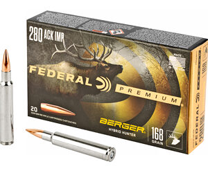 Federal Premium Berger Hybrid Hunter 280 Ackley Improved 168 Grain 20 Round Box P280AIBCH1