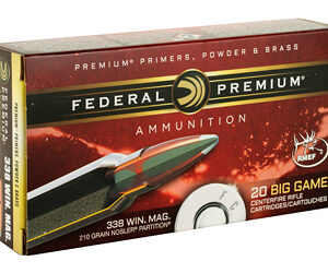 Federal Premium 338 WIN MAG 210 Grain Nosler Partition 20 Round Box P338A2