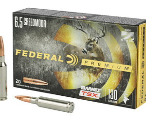 Federal Premium Barnes 6.5 Creedmoor 130 Grain Triple Shock X 20 Round Box California Certified Nonlead Ammunition P65CRDBTSX1