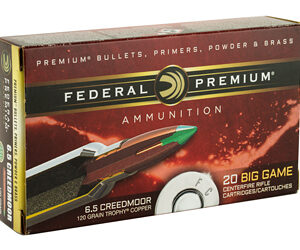 Federal Premium 6.5 CREEDMOOR 120 Grain Trophy Copper Lead Free 20 Round Box 200 Round Per Case California Certified Nonlead Ammunition P65CRDTC1