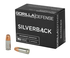 Gorilla Ammunition Company LLC Silverback Self Defense 9MM 115 Grain Solid Copper Hollow Point Lead Free 20 Round Box California Certified Nonlead Ammunition SB9115SSD