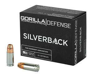 Gorilla Ammunition Company LLC Silverback Self Defense 9MM 135 Grain Solid Copper Hollow Point Lead Free Subsonic 20 Round Box California Certified Nonlead Ammunition SB9135SD