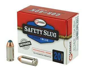 Glaser Blue 40 S&W 115 Grain Pre-Fragmented 20 Round Box GL03000/20