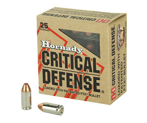 Hornady Critical Defense 9MM Makarov 95 Grain FTX 25 Round Box 91000