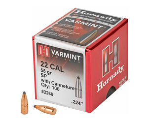 Hornady Varmint .224 Diameter 22 Caliber 55 Grain Soft Point Boat Tail 100 Count 2266
