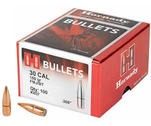 Hornady FMJ-BT 150 Grain – 7.62mm / .308 Caliber, .308 Diameter Bullets – Built for the Bench