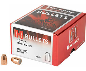 Hornady FMJ-FP .400 Diameter 10MM 180 Grain Flat Nose 100 Count 40047