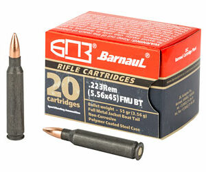 Barnaul Ammunition 223 Remington 55 Grain Full Metal Jacket 20 Round Box Steel Polycoated Case BRN223REMFMJ55