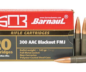 Barnaul Ammunition 300 Blackout 145 Grain Full Metal Jacket 20 Round Box BRN 300BLK FMJ145