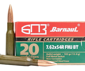 Barnaul Ammunition 7.62X54R 185Gr Full Metal Jacket 20 Round Box Steel Lacquered Case BRN762X54RFMJBT185